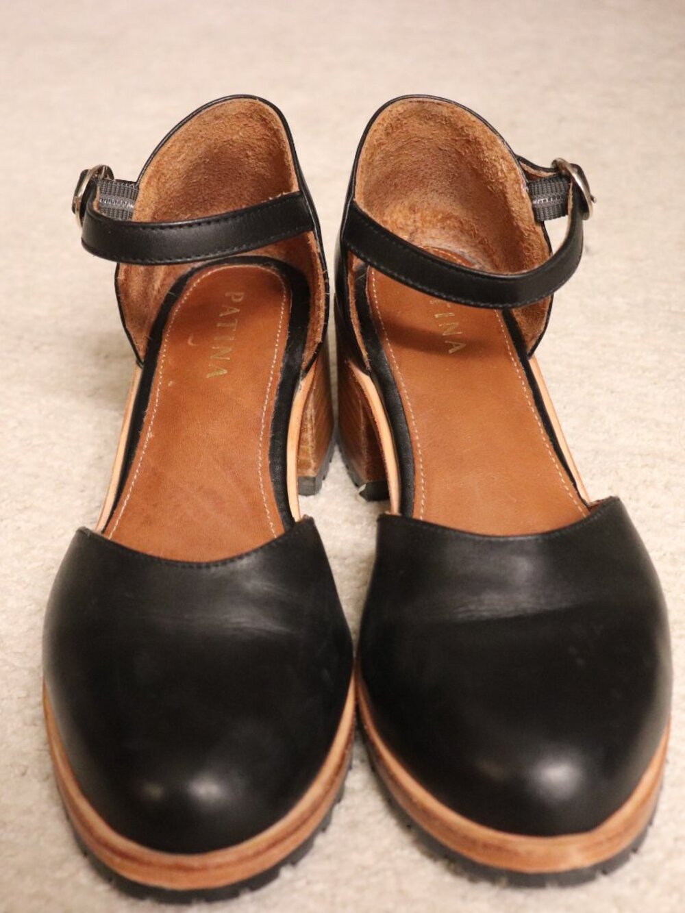 Patina Black Leather Mary Jane Sandals Portland Leather